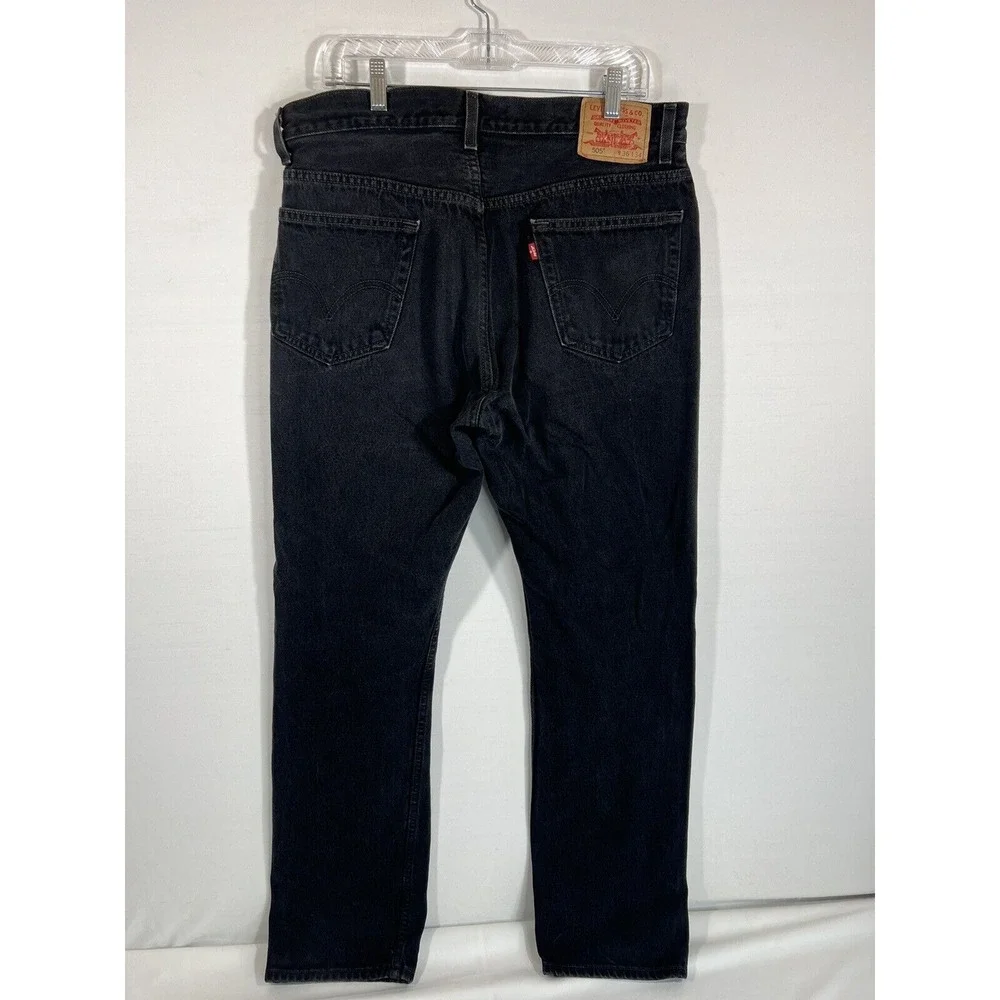 Levis 505 Mens Jeans 36x34 Black Regular Fit Red Tab‎ Denim